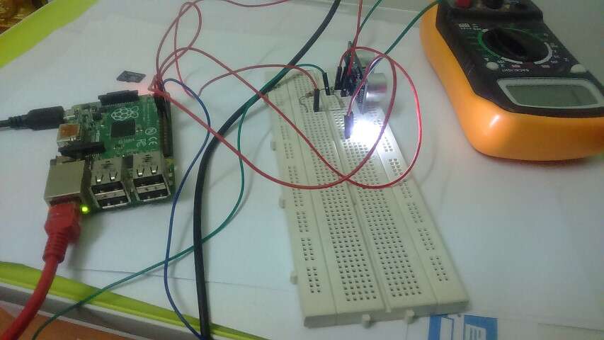 Using Raspberry PI B+ for automated distance measurement and alert with LED for a driver alert system
