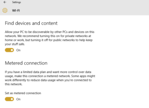 Set Metered Connection on in Windows 10